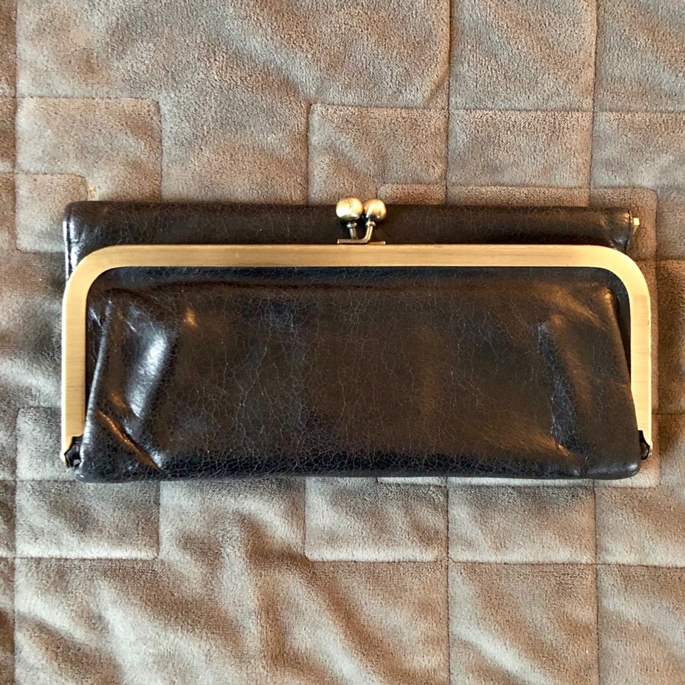 HOBO Rachel Wallet with Distressed Black Leather
